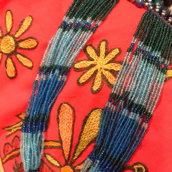 Glass hand beaded necklace in stunning colors - Picture 4 of 5